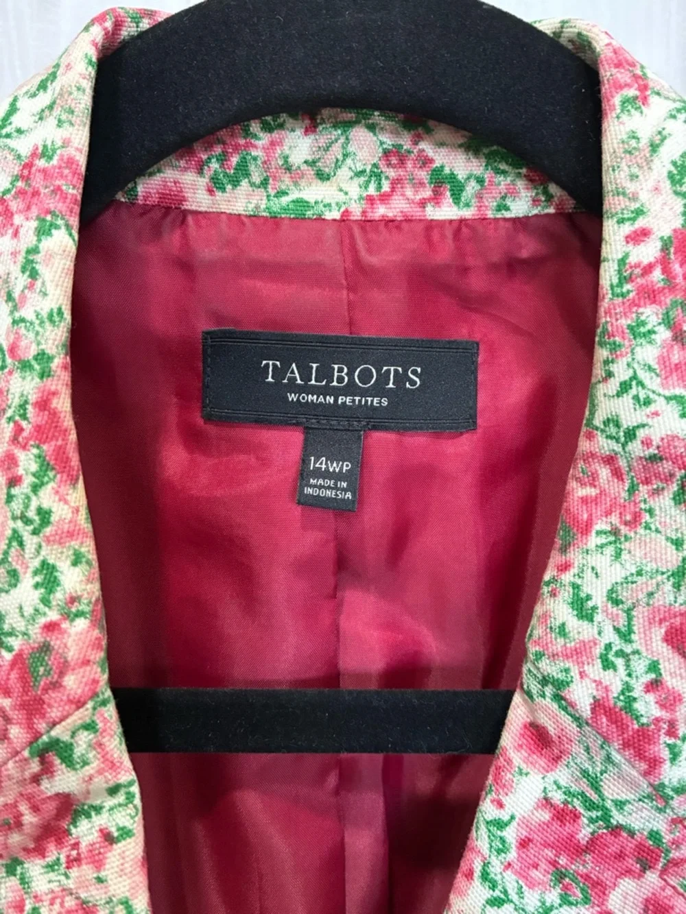 Talbots Floral Pink and Green Cotton Blazer - Picture 9 of 10